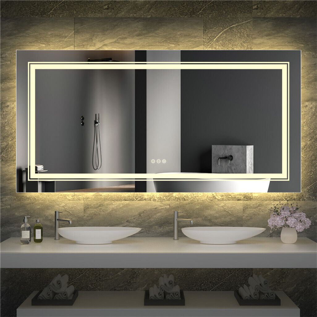 LED Bathroom Mirror Double Light Vanity Makeup Mirror Tall Full-Size Body Mirror