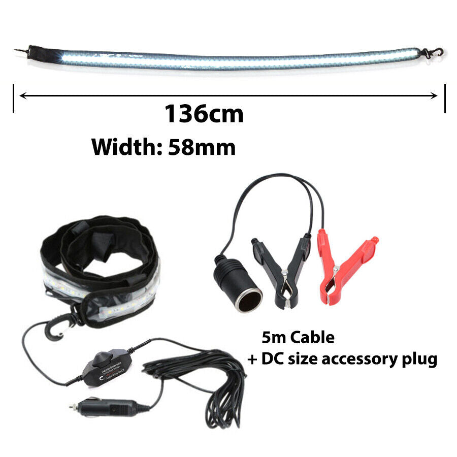 1.3m LED CAMPING LIGHT STRIP COMBO 1xWHTIE+1xDual Colour 12V FLEXIBLE Dimmer CAR