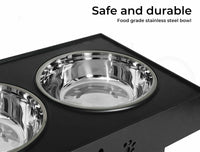 Adjustable Elevated Dog Bowls Adjusts to 3 Heights, Dog Dish with Double Bowls