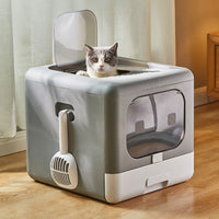 XXL Large Cat Litter Box Heavy Duty Litter Pan Toilet Double Door Foldable House