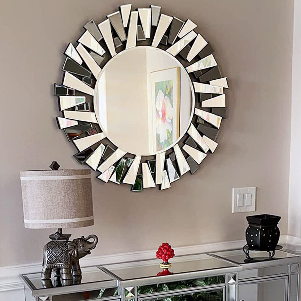 3D Large Accent Mirror Wall Hanging Decorative Mirror with Irregular Framed