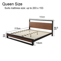 Queen Bed Frame Metal Wood Mattress Base Platform Supper Strong