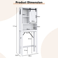 Over Toilet Storage Shelf Rack Laundry Bathroom Cabinet Sliding Door White 171CM