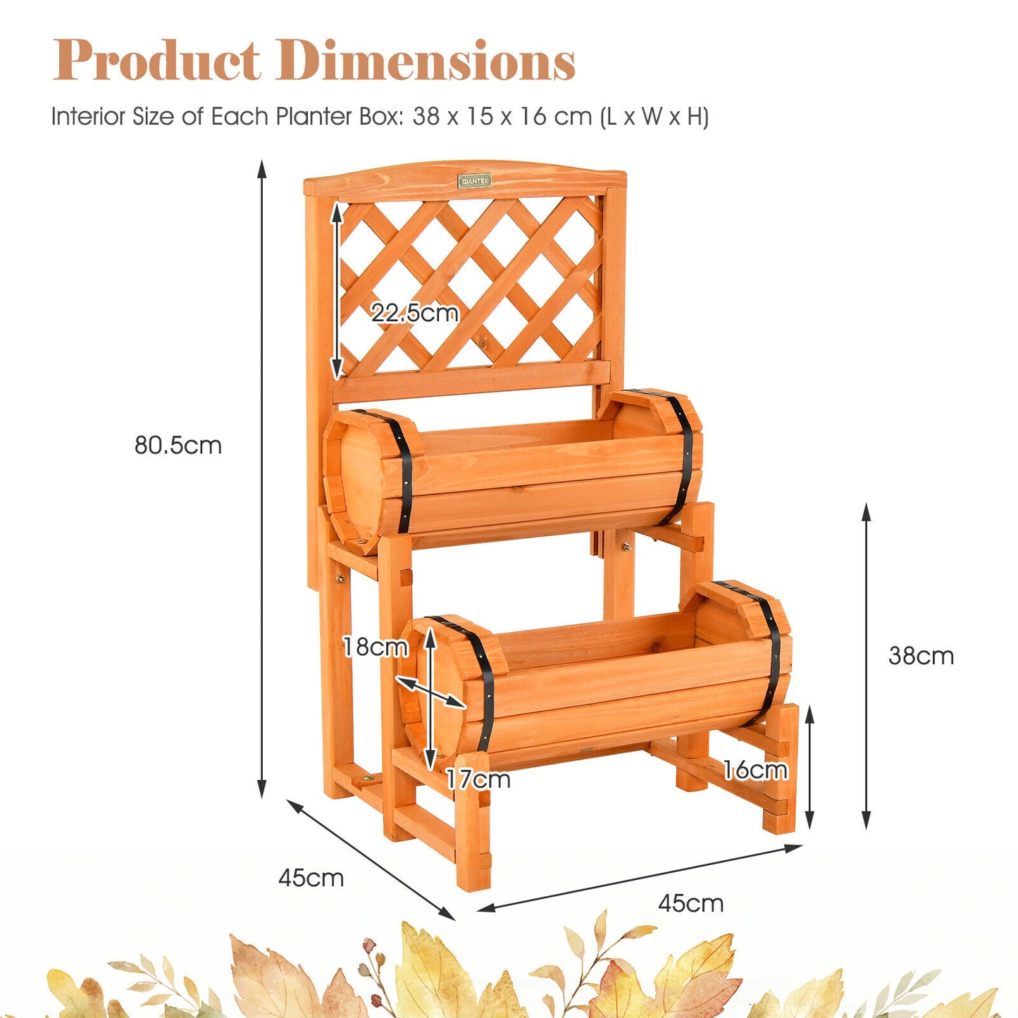 2-Tier Wooden Raised Garden Bed Container