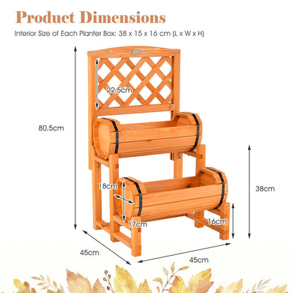 2-Tier Wooden Raised Garden Bed Container