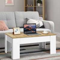 Lift Up Top Table Mechanical Coffee Table w/ Storage Compartment Modern White