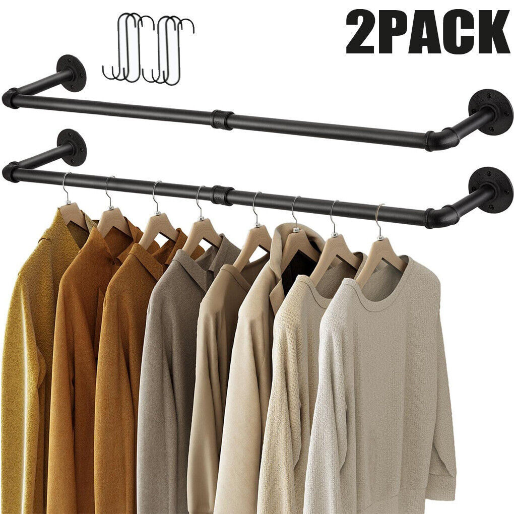 2X Super Strong Bearing Metal Pipe Clothes Rack Clothes Hanger Pole Garment Bar