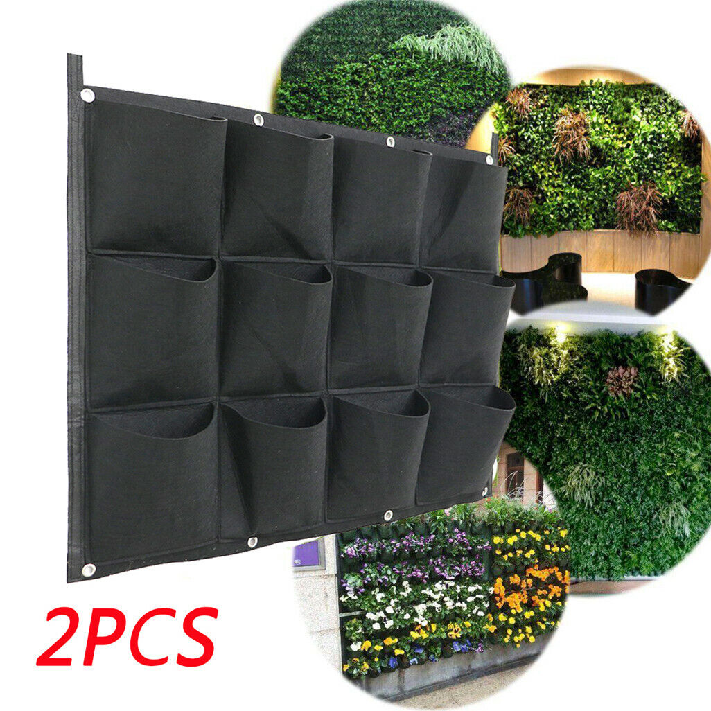 Durable Garden Vertical Planter Multi Pocket Wall Mount Living Growing Bag Felt
