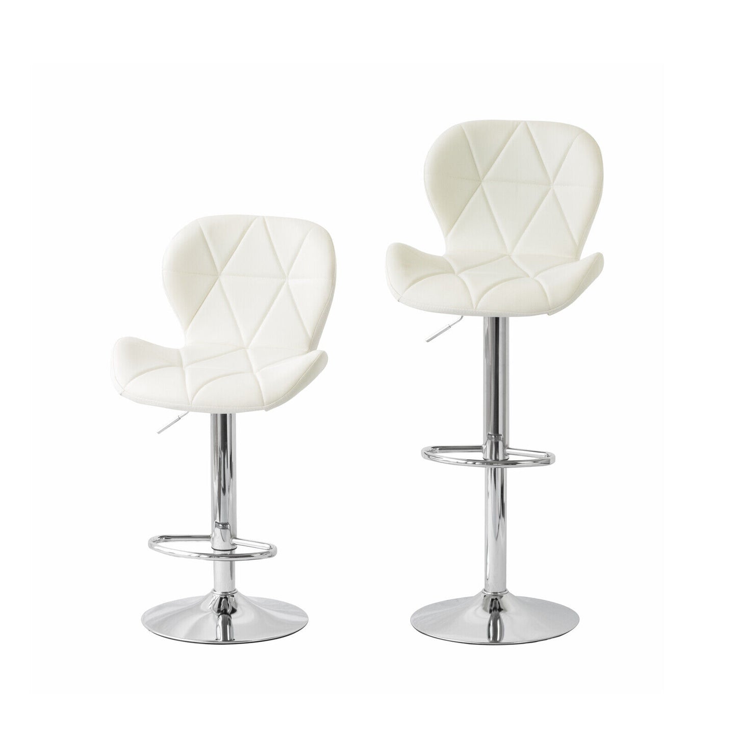 Hacienda 2 Comfortable Bar Stools (White) w/ Adjustable Height, 90-112cm