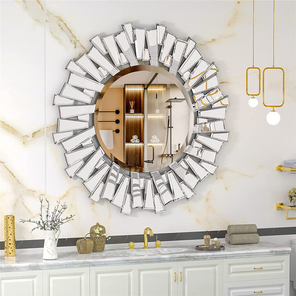 3D Large Accent Mirror Wall Hanging Decorative Mirror with Irregular Framed