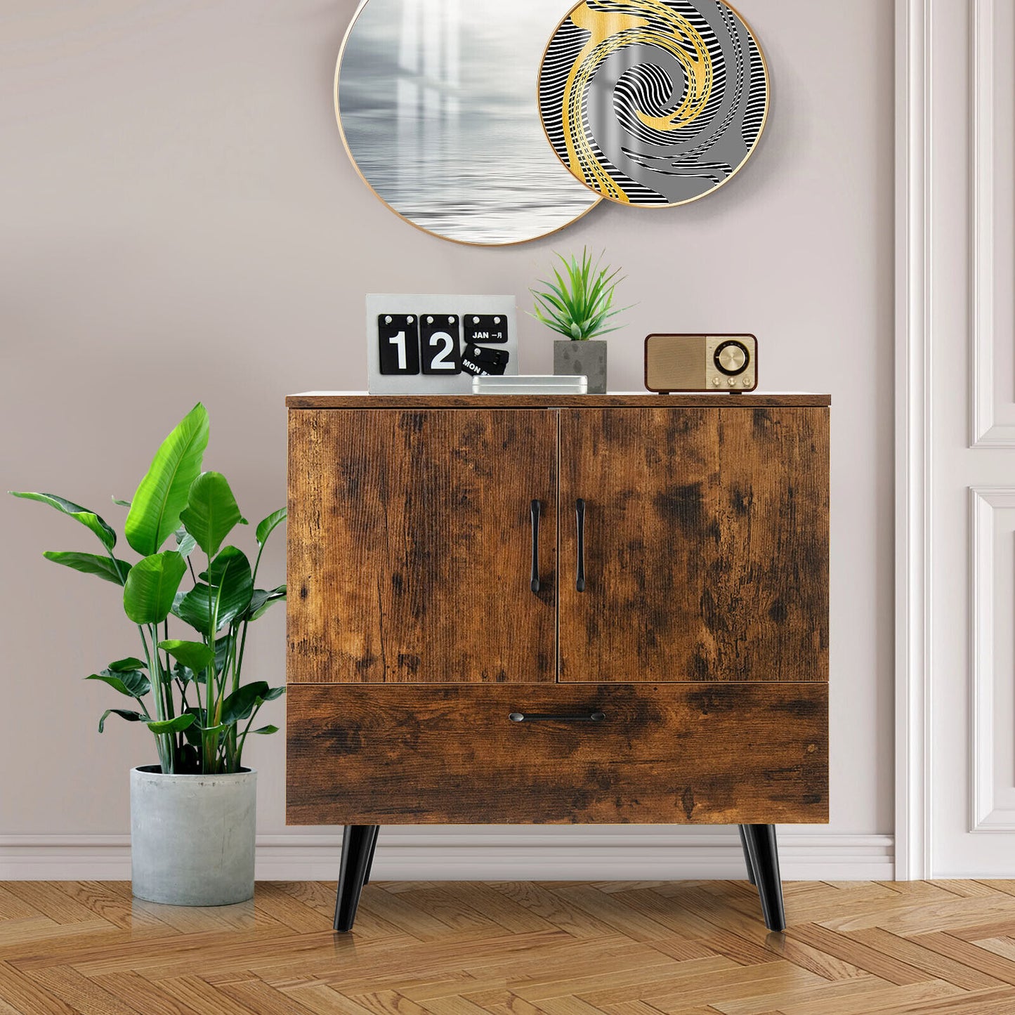 Buffet Sideboard Storage Cabinet Cupboard Hallway Table Rustic Brown