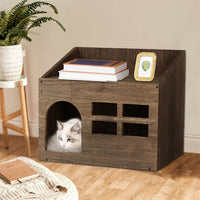 Indoor Ins Style Wooden Small Pet Dog Cat Kennel House Bed Mattress Night Table