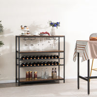 Freestanding Bar Cabinet w/ 2 Wine Racks, Spacious Top & Open Shelves