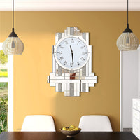 Unique Crystal Wall Hanging Clock Decorative Silver Mirror Silent Quartz Clock