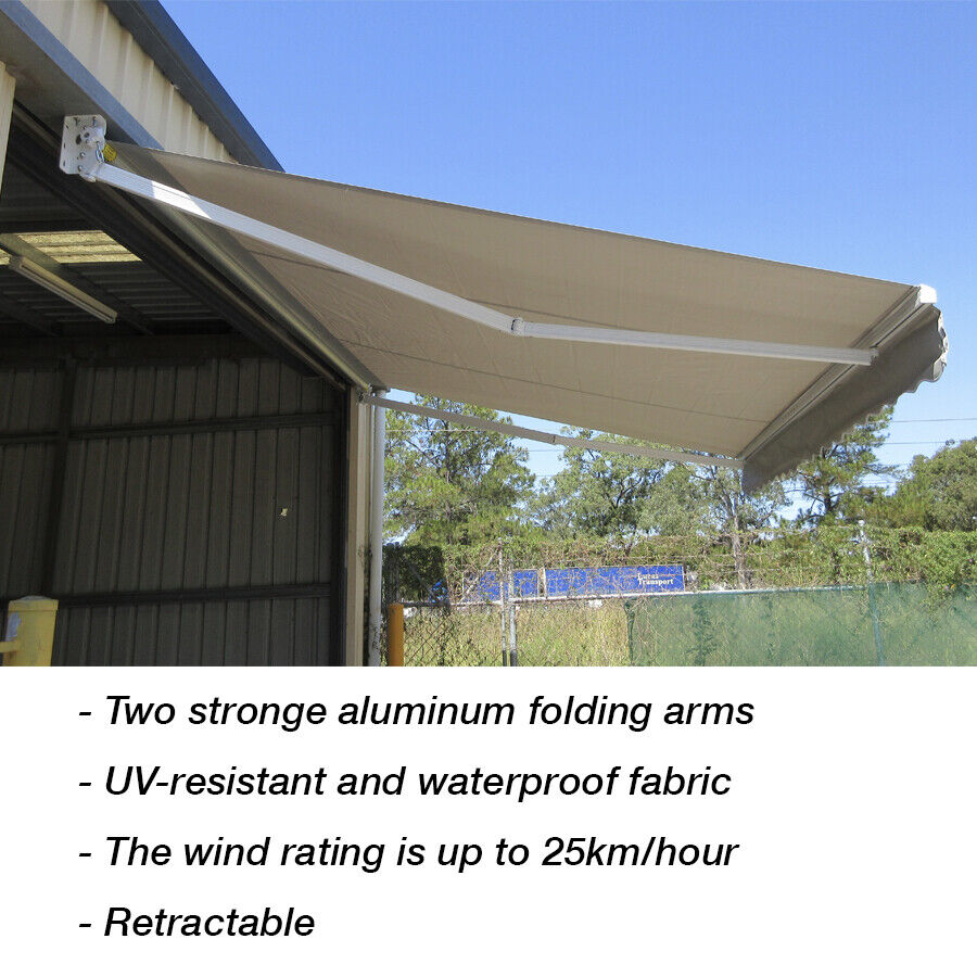 4x3M Folding Arm Awning Retractable CHARCOAL Outdoor Sunshade Canopy