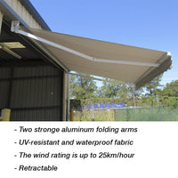 4x3M Folding Arm Awning Retractable CHARCOAL Outdoor Sunshade Canopy