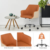 PU Leather Office Chair Computer Desk Chair Executive Leisure Armchair Orange