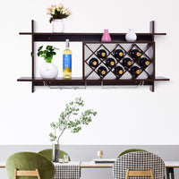 Wall-mounted Wine Rack Bottle Glass Holder Wine Storage Shelf Bar Home