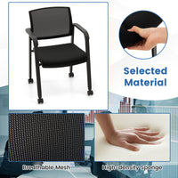 2 Waiting Conference Room Chairs Stackable Office Guest Mesh Chairs