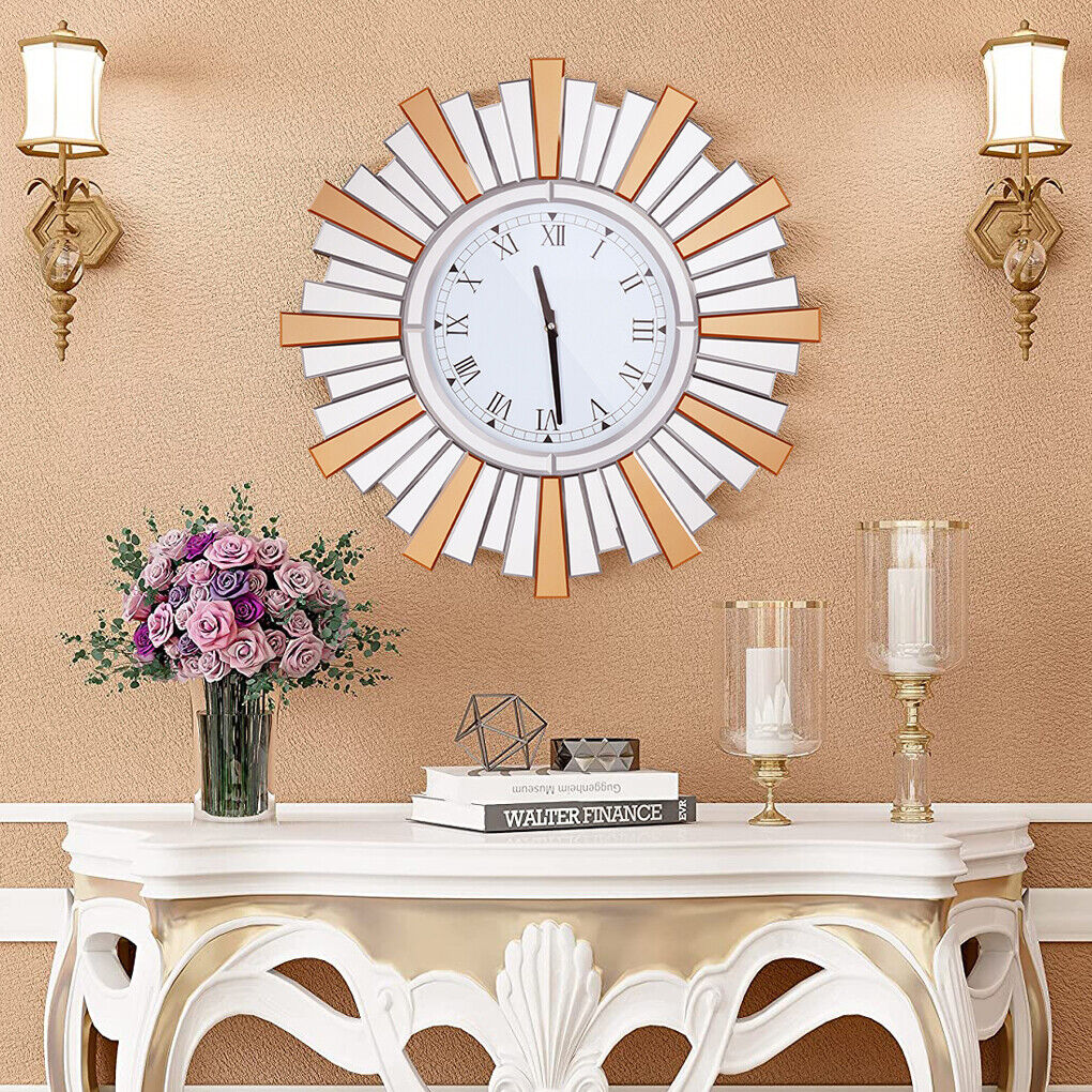 High-end Decor Quartz Wall Clock Oversized Mirrored Finish Roman Numeral Clock