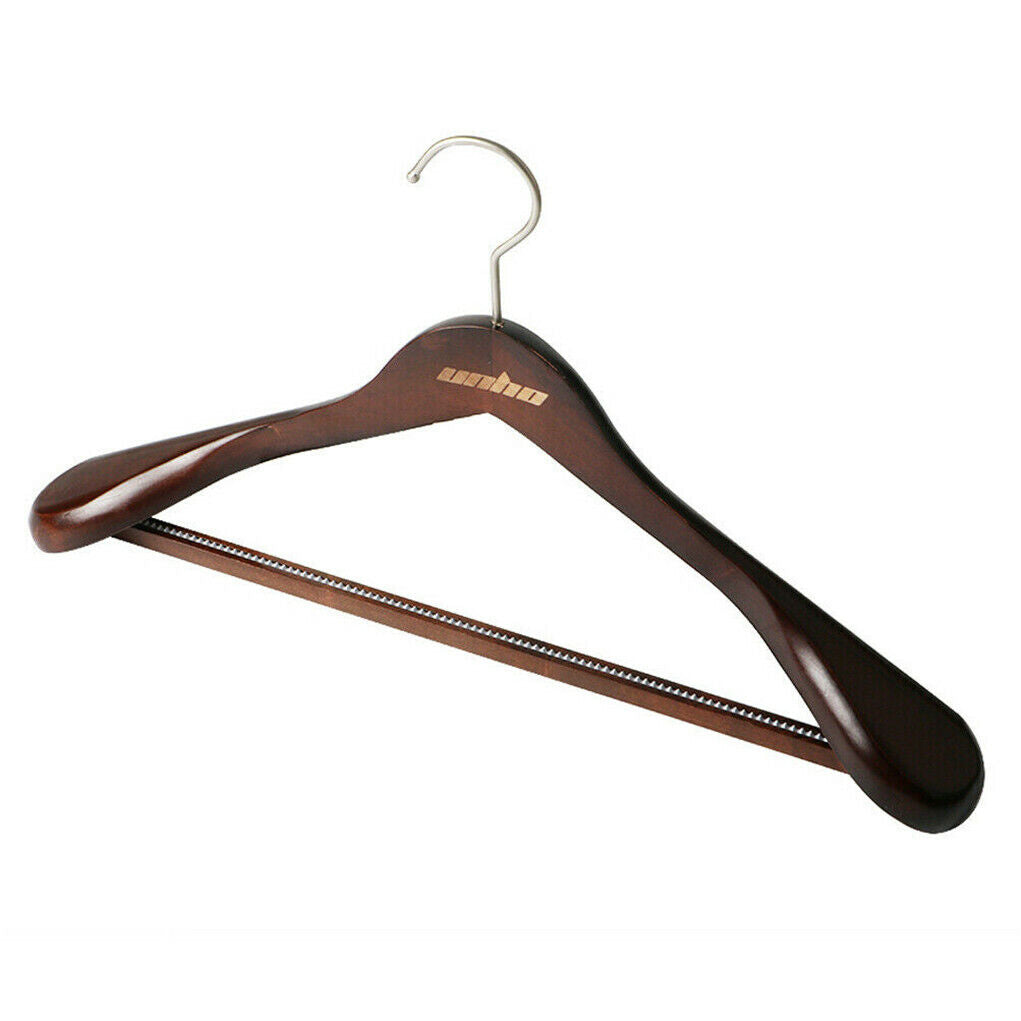 Hanger 5X Luxury Wood Coat Hangers Contonured Suit Dress Non Slip Pants Bar