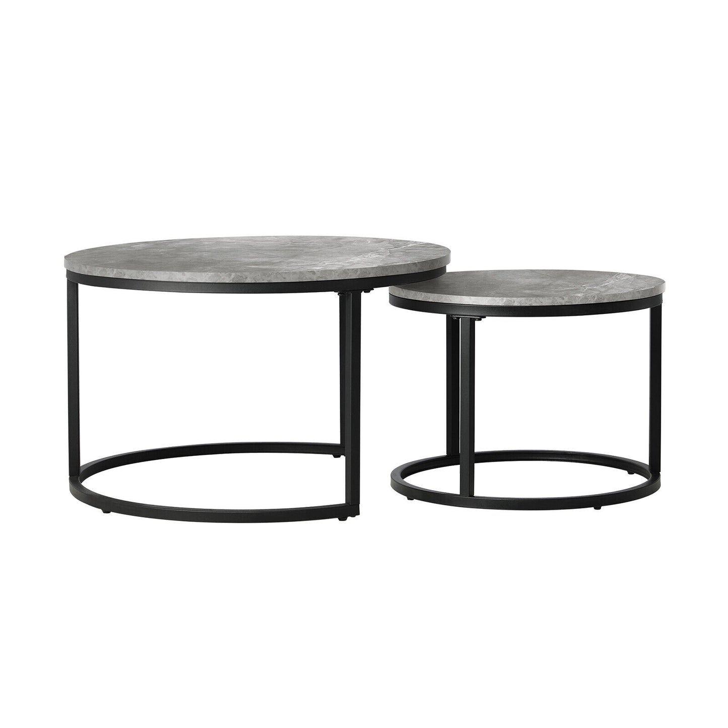 Double Circle Marble Nesting Coffee Table Thicken Metal Stacking Sofa Side Table