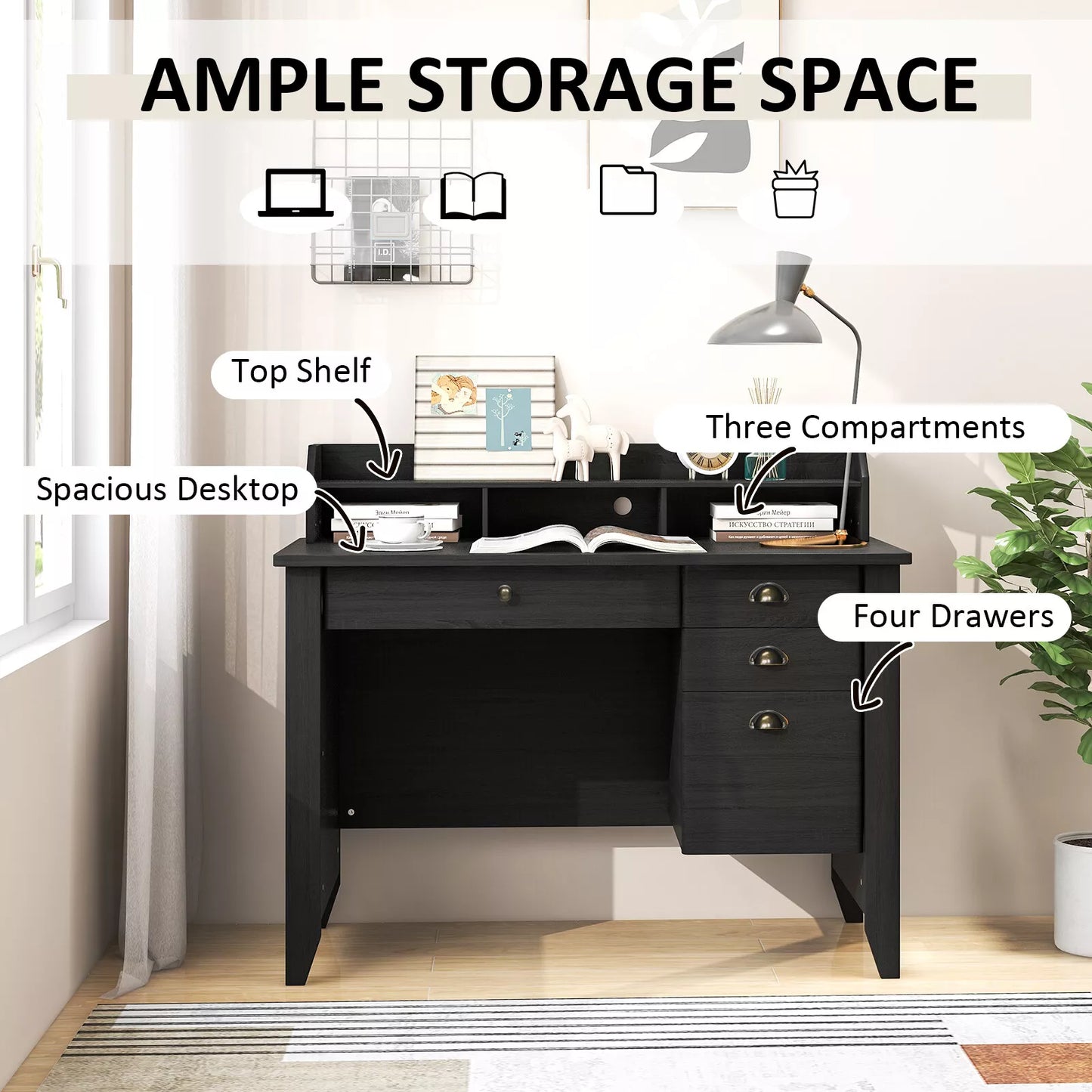 Modern Computer Desk with Drawer – Ideal PC, Laptop, Writing Table for Home Office or Student Study