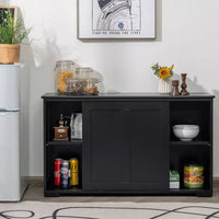 Modern Black Buffet Sideboard – Kitchen Storage Cabinet with Sliding Doors