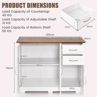 2-Door Sideboard Buffet Cabinet – Kitchen Storage Credenza with 2 Drawers