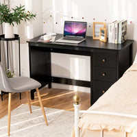 Modern Black Computer Desk with 3 Drawers – Study, Writing, and Home Office Workstation