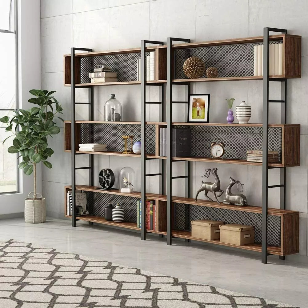 6-Tier Retro Brown Bookcase & Display Shelf – Stylish Storage Organizer for Home