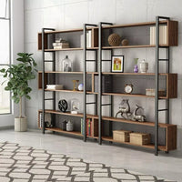 6-Tier Retro Brown Bookcase & Display Shelf – Stylish Storage Organizer for Home