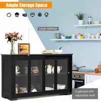 Black Kitchen Buffet Cabinet – Sideboard with Storage Shelves and Doors