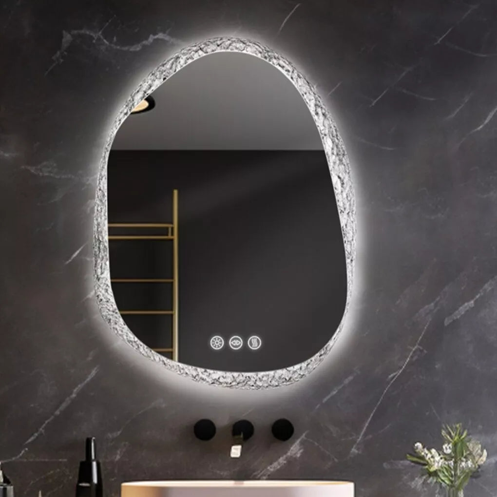 Irregular LED Crystal Frame Bathroom Mirror with Dual Layers for Makeup & Vanity-60X80