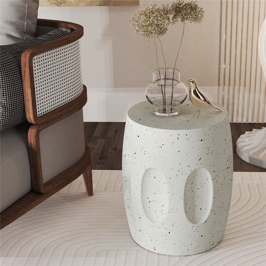 Heavy Duty Concrete Side Table Modern Decorative Garden Stool Patio End Table