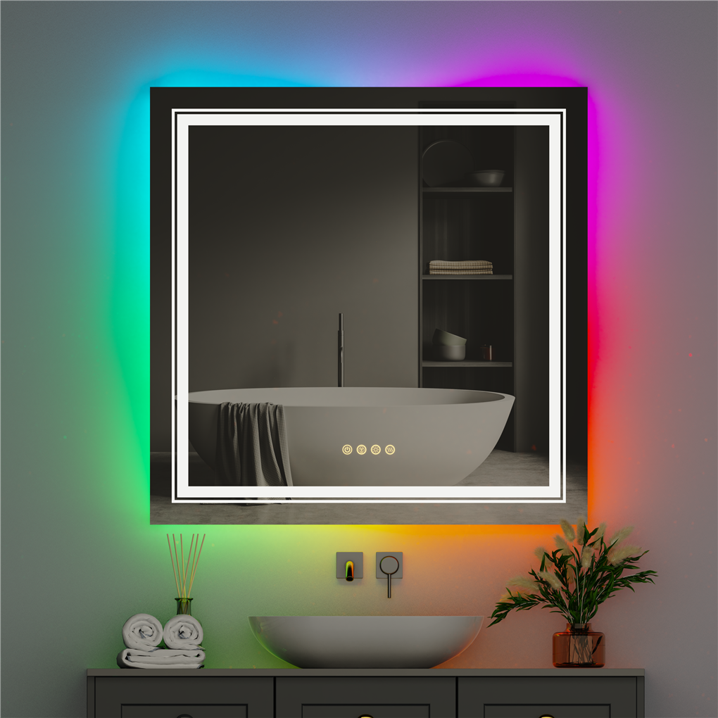 Super Waterproof?Antifog LED Bathroom Mirror Wall Mounted Dual LED Vanity Mirror