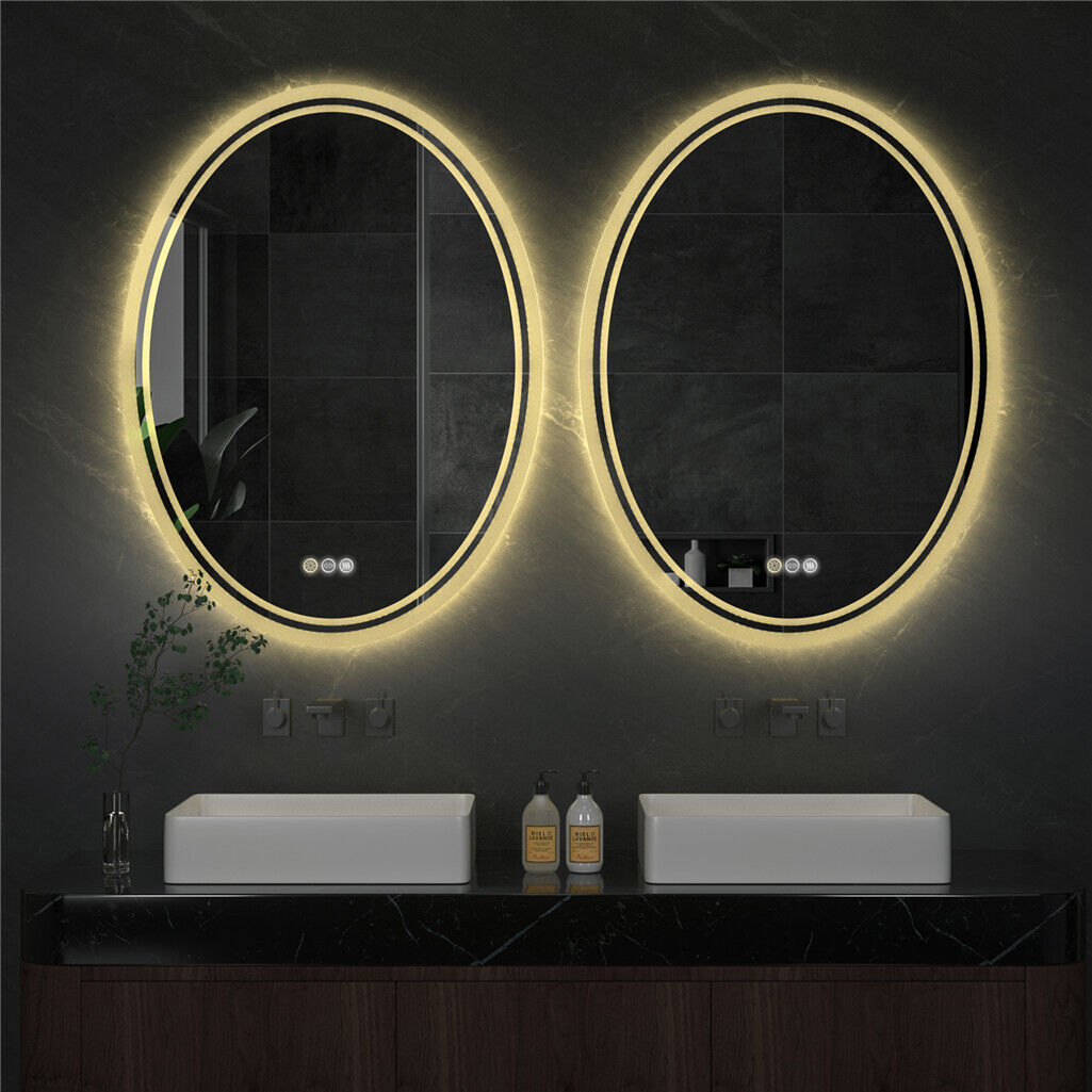 600*800MM Smart Frameless LED Bathroom Mirror Oval Demist Vanity Makeup Mirror