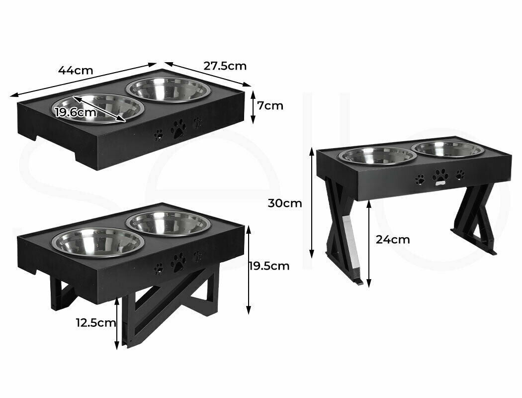 Adjustable Elevated Dog Bowls Adjusts to 3 Heights, Dog Dish with Double Bowls