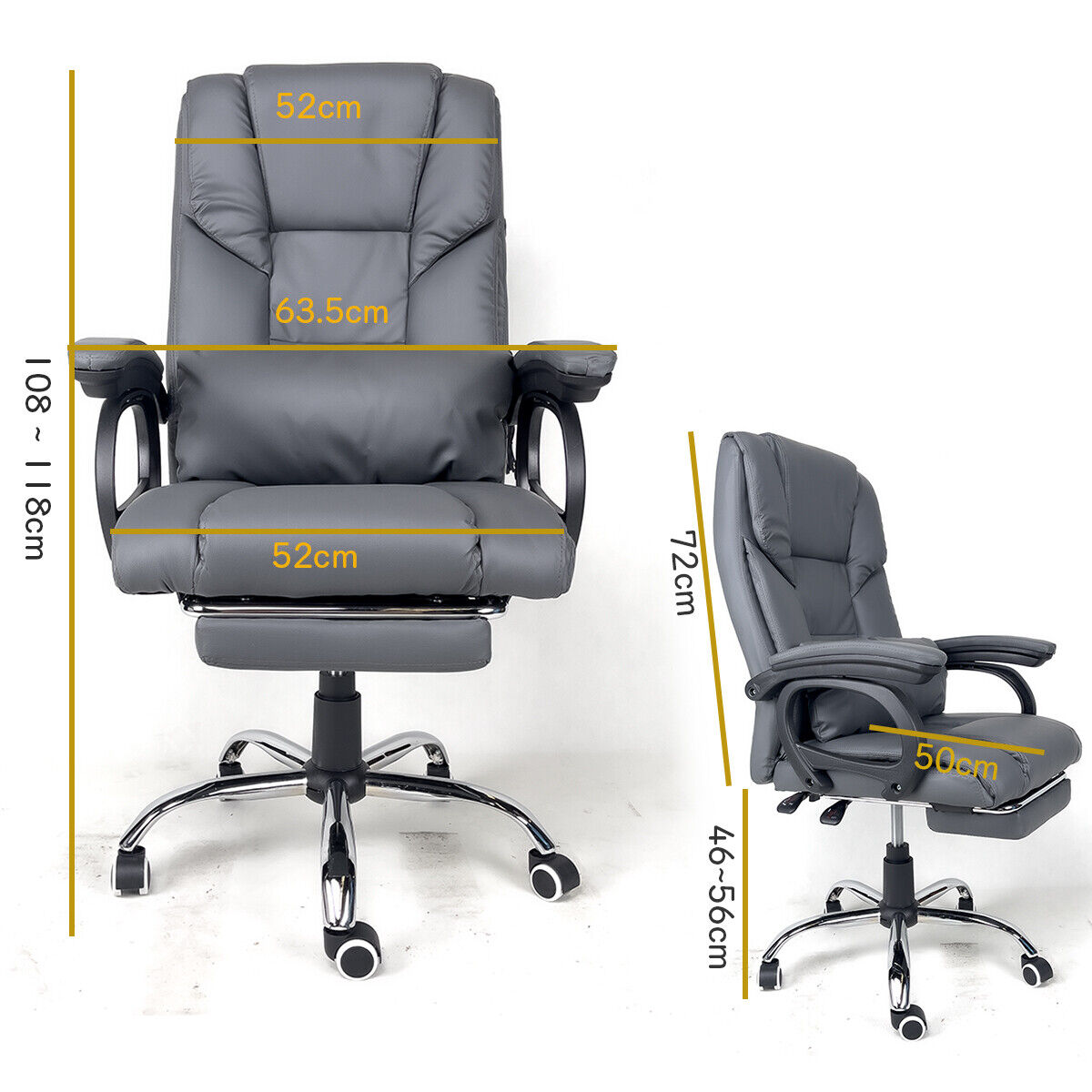 Office Chair with Massager Premium PU Leather Recliner Computer Gaming Seat