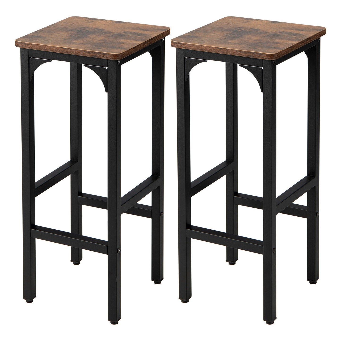 Bar Stools Set of 2 30cm Adjustable Computer Height Stools w/ Footrest