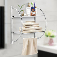 Towel Rack Wall Mounted Bathroom 2-Tier Storage Shelf Toilet Kitchen