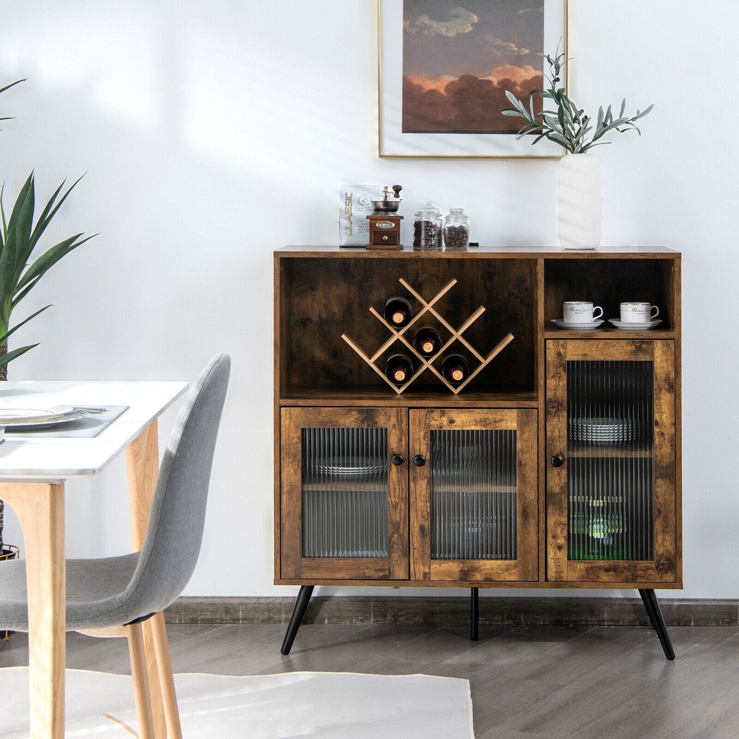 Rustic Brown wooden kitchen storage cabinet