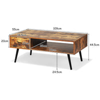 Retro Coffee Table Mid Century Modern Living Room Furniture w/Open Storage Shelf