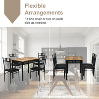 5Pcs Dining Table Set w/ 4 Padded Chairs Metal Frame Kitchen Cafe Rustic