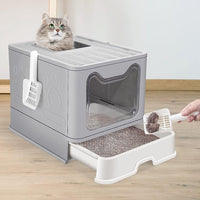 Self Groomer Deodorizer Filter Cat Litter Box Extra Large Covered Kitty Potty