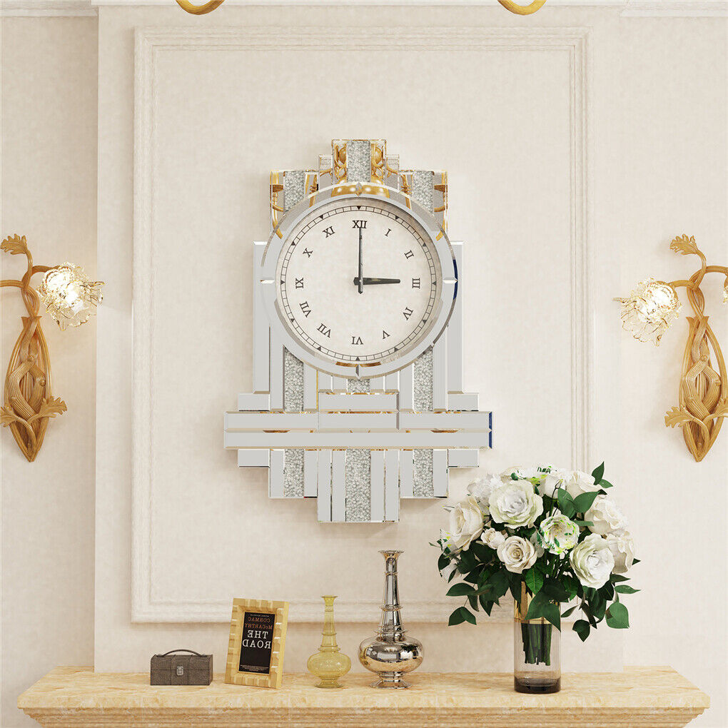 Sparkly Crystal Mirrored Quartz Wall Clock