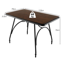 Dining Table Industrial Kitchen Table Wood & Steel Frame 110 x 70 x 76cm