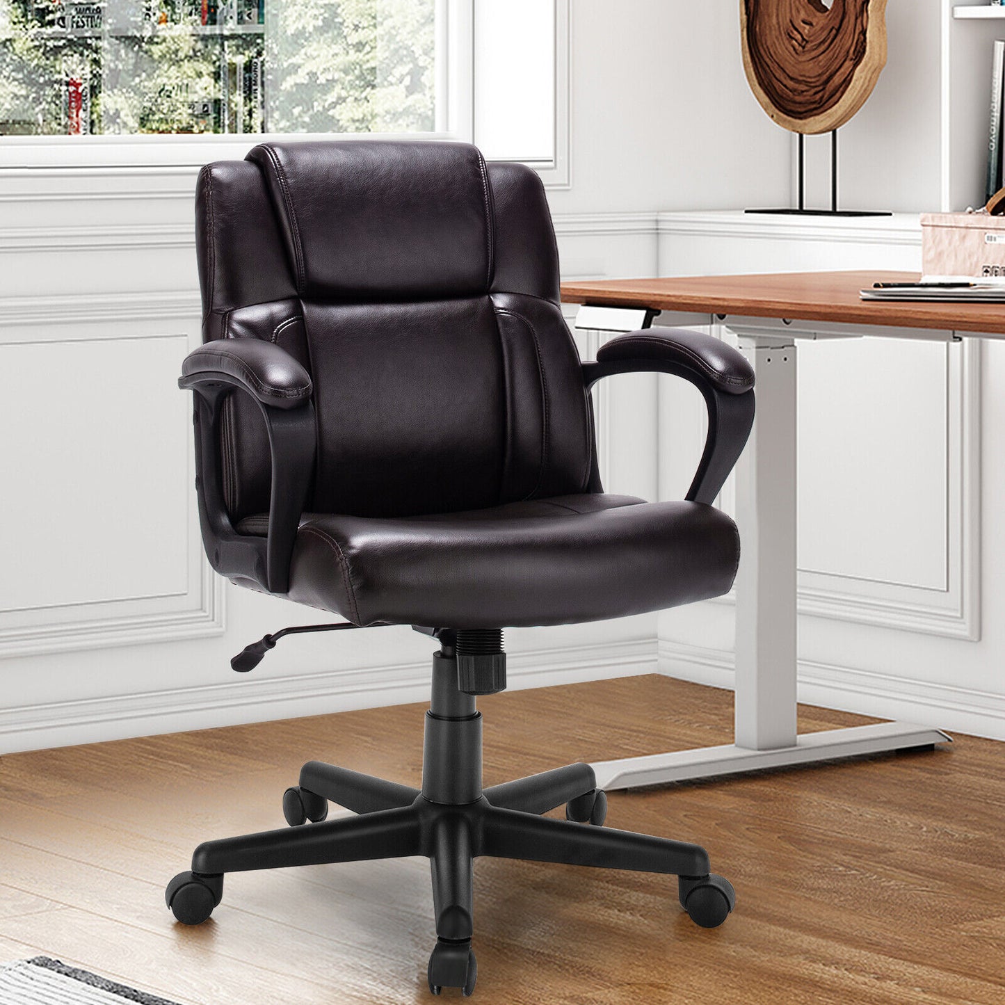 PU Leather Office Chair Modern Executive Ergonomic Swivel Computer Chair