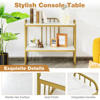 Console Table Faux Marble Top Sofa Side Table Display Shelf Hallway Cafe