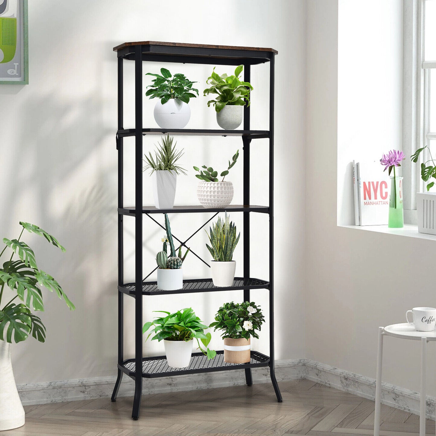 5-tier Storage Rack Organizer Display Bookshelf Shelving Unit Kitchen